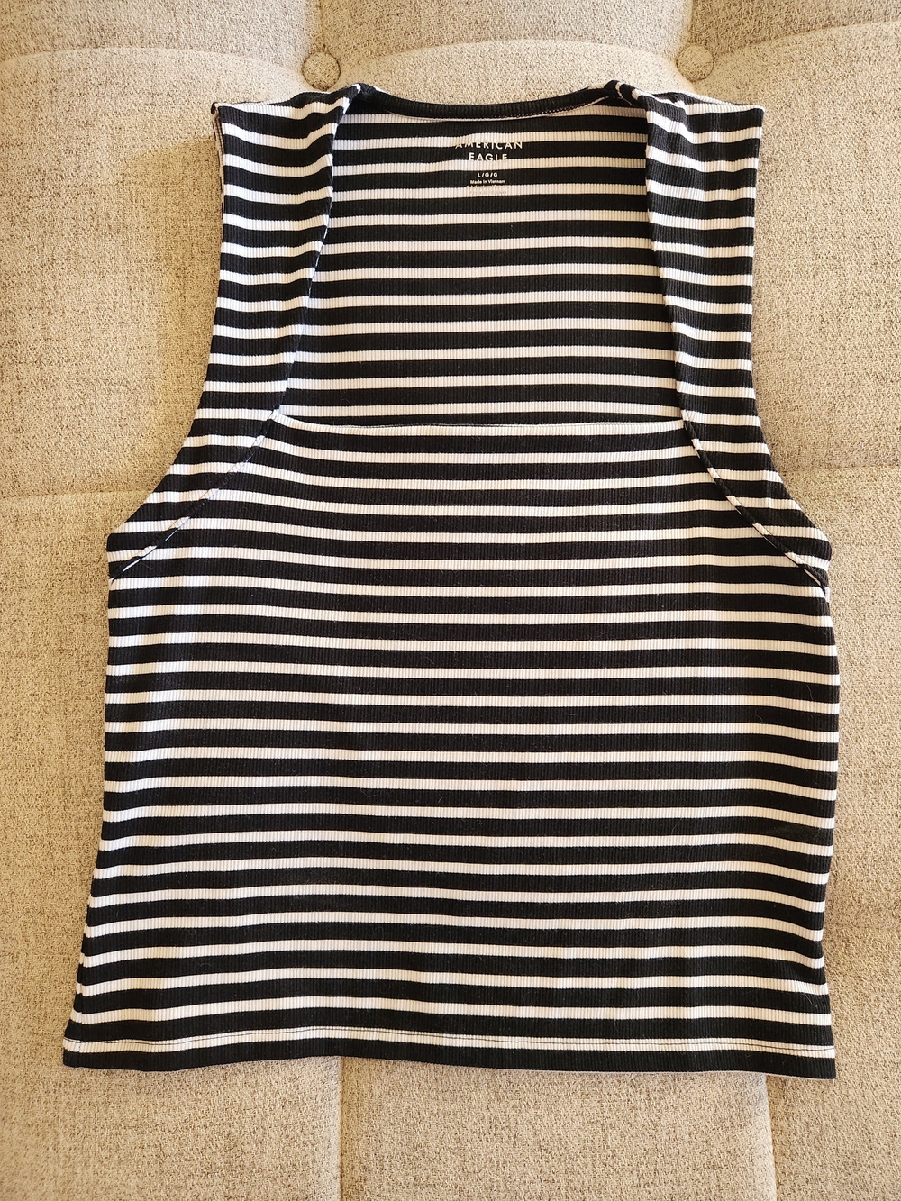 American Eagle Outfitters Black & White Striped Ribbed Tank